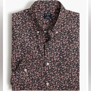 J. Crew Men's Navy and Pink Floral Button Down Shirt